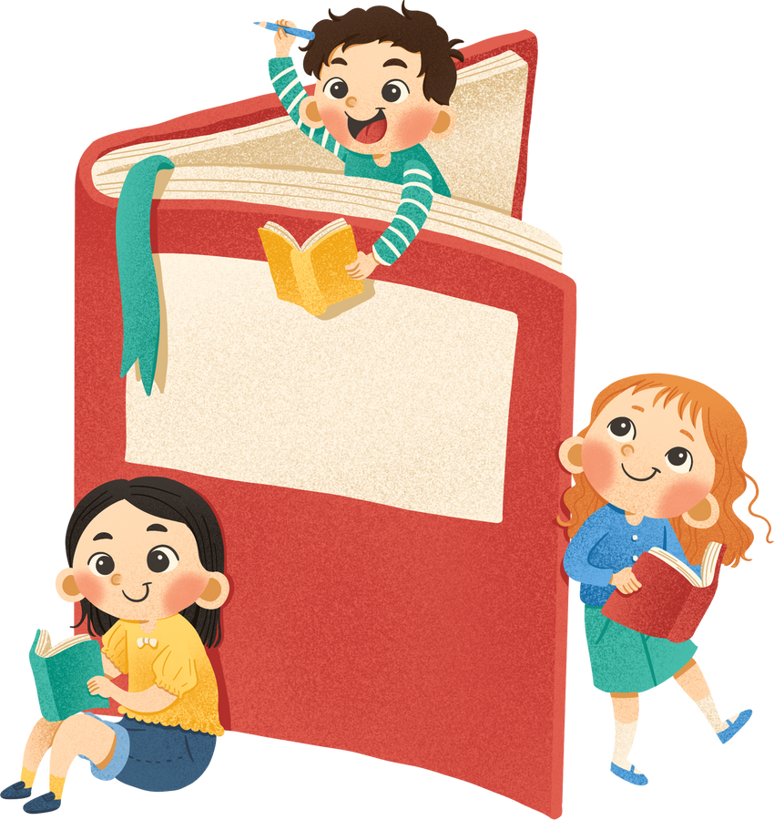 Kids Reading and Studying Illustration